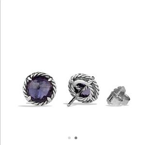 David Yurman, Chatelaine sterling Silver stud earring with black orchid gemstone